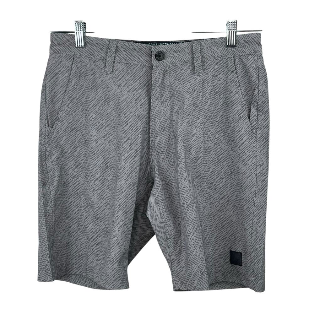 Vintage 1946 Light Gray Print Performance Outdoor Casual Hybrid Shorts 30 NWT